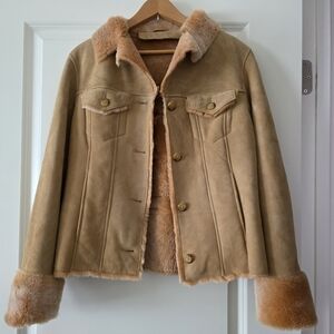 Vintage Eddie Bauer Genuine Shearling jacket Sheepskin Coat Lamb suede Womens M*